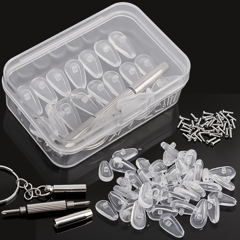 Eyeglasses Nose Pads with Screwdriver DIY Soft Silicone Air Chamber Glasses Replacement Repair Tools Anti-slip Nose Pad Screw