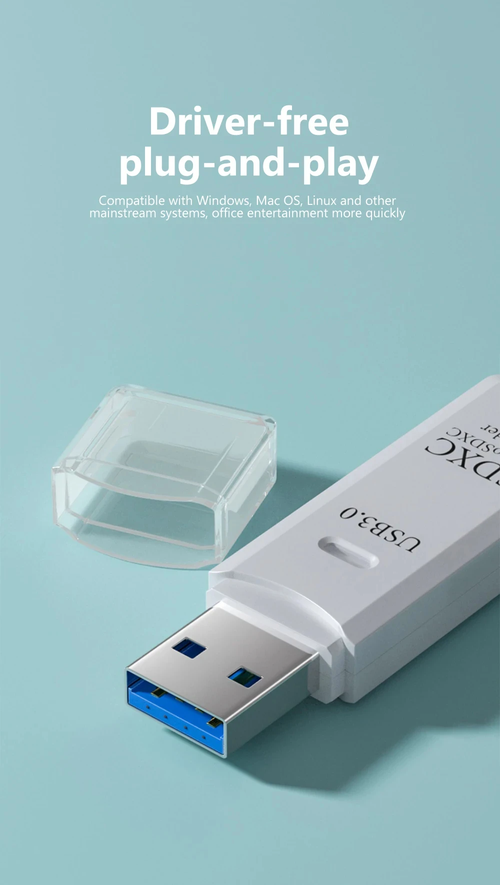 Tutew Multi Functional 2 In 1 High-speed USB 3.0/2.0 Card Reader Supports TF+SD Computer Tablet Camera Laptop Car Mounted