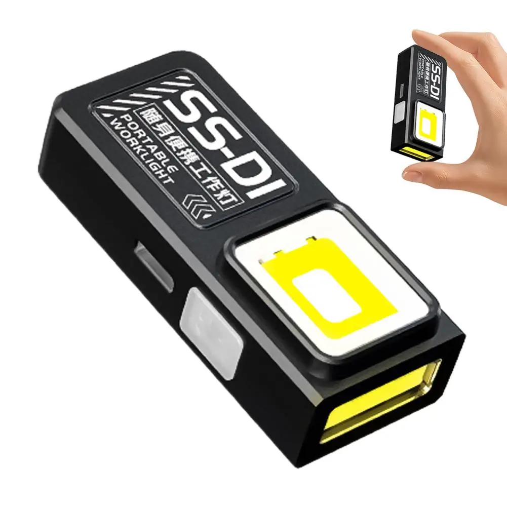 LED COB Flashlight Type C Rechargeable 600LM Portable Mini Torch Pocket Lantern Flood Work Light With Magnet For Emergency
