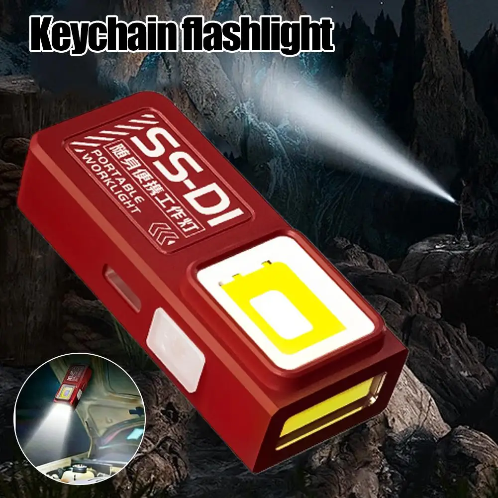 LED COB Flashlight Type C Rechargeable 600LM Portable Mini Torch Pocket Lantern Flood Work Light With Magnet For Emergency