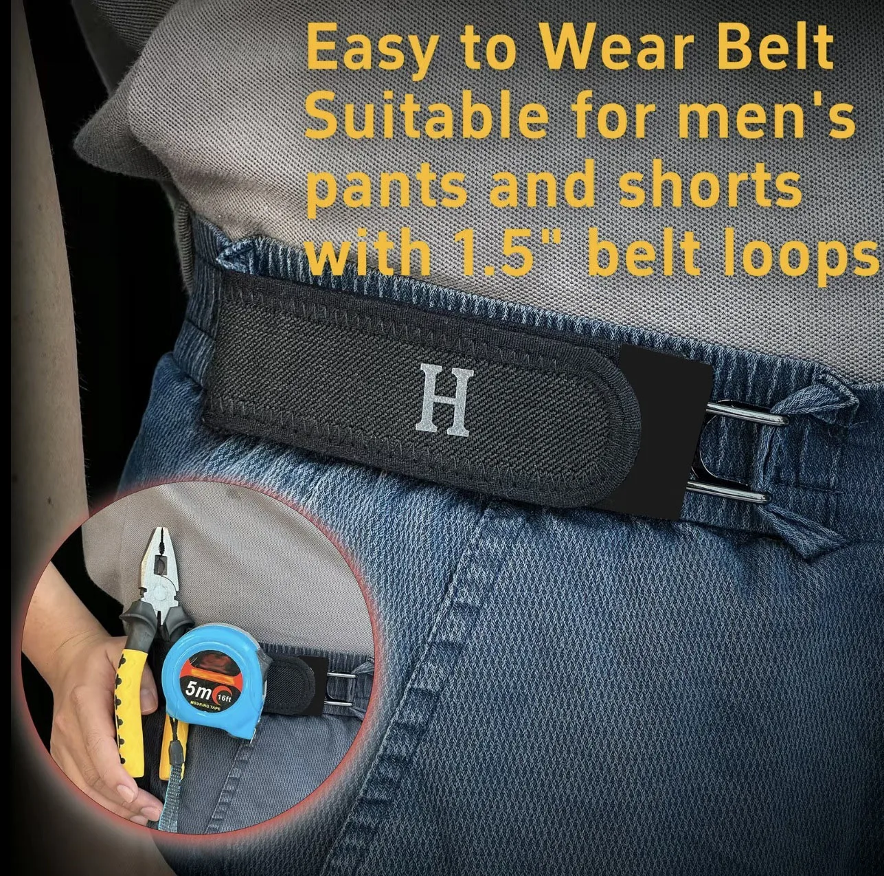 2Pcs Adjustable Buckleless Belt Hook Elastic Waist Buckle Waist Belt For Men‘s Gift Casual Belt With Buckle