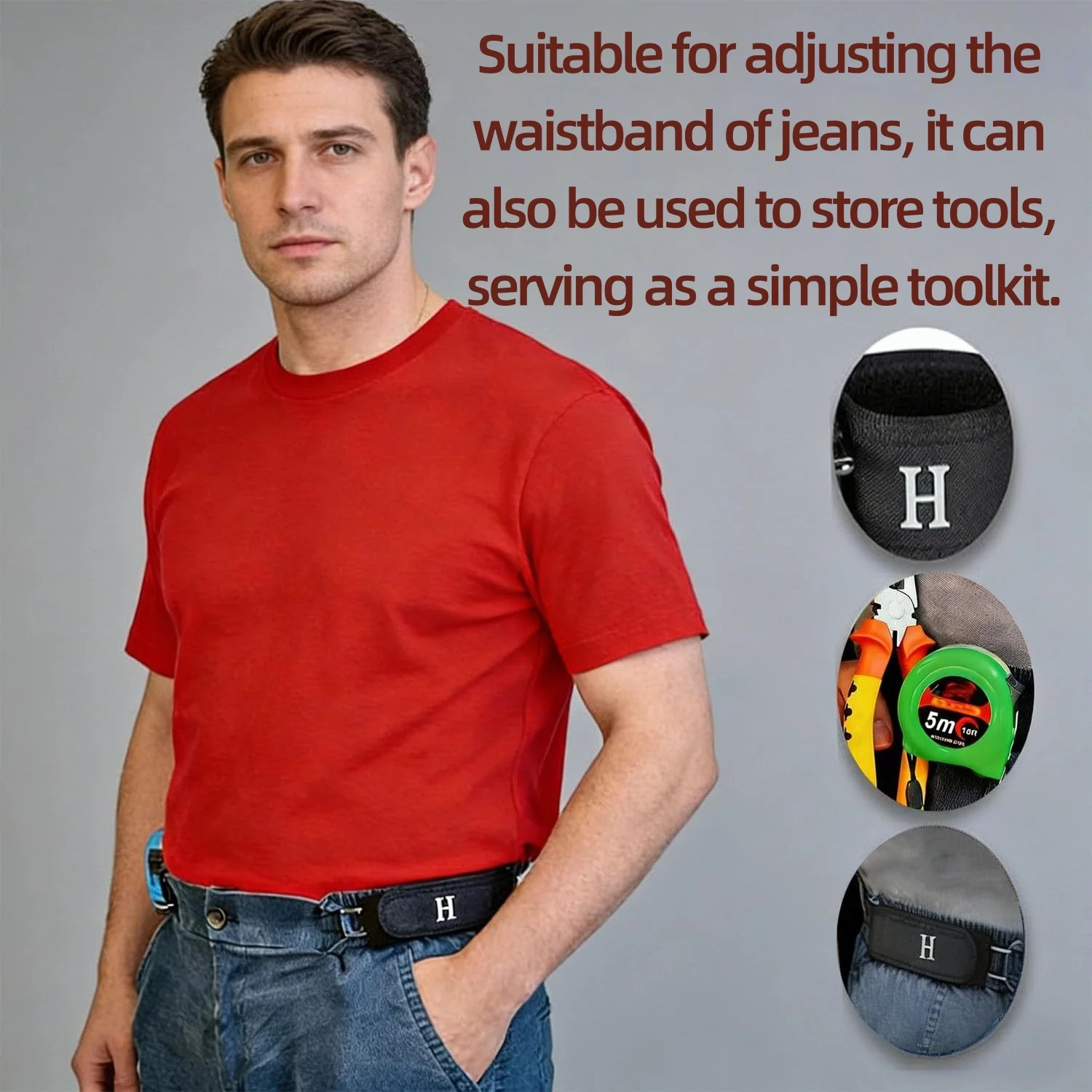 2Pcs Adjustable Buckleless Belt Hook Elastic Waist Buckle Waist Belt For Men‘s Gift Casual Belt With Buckle
