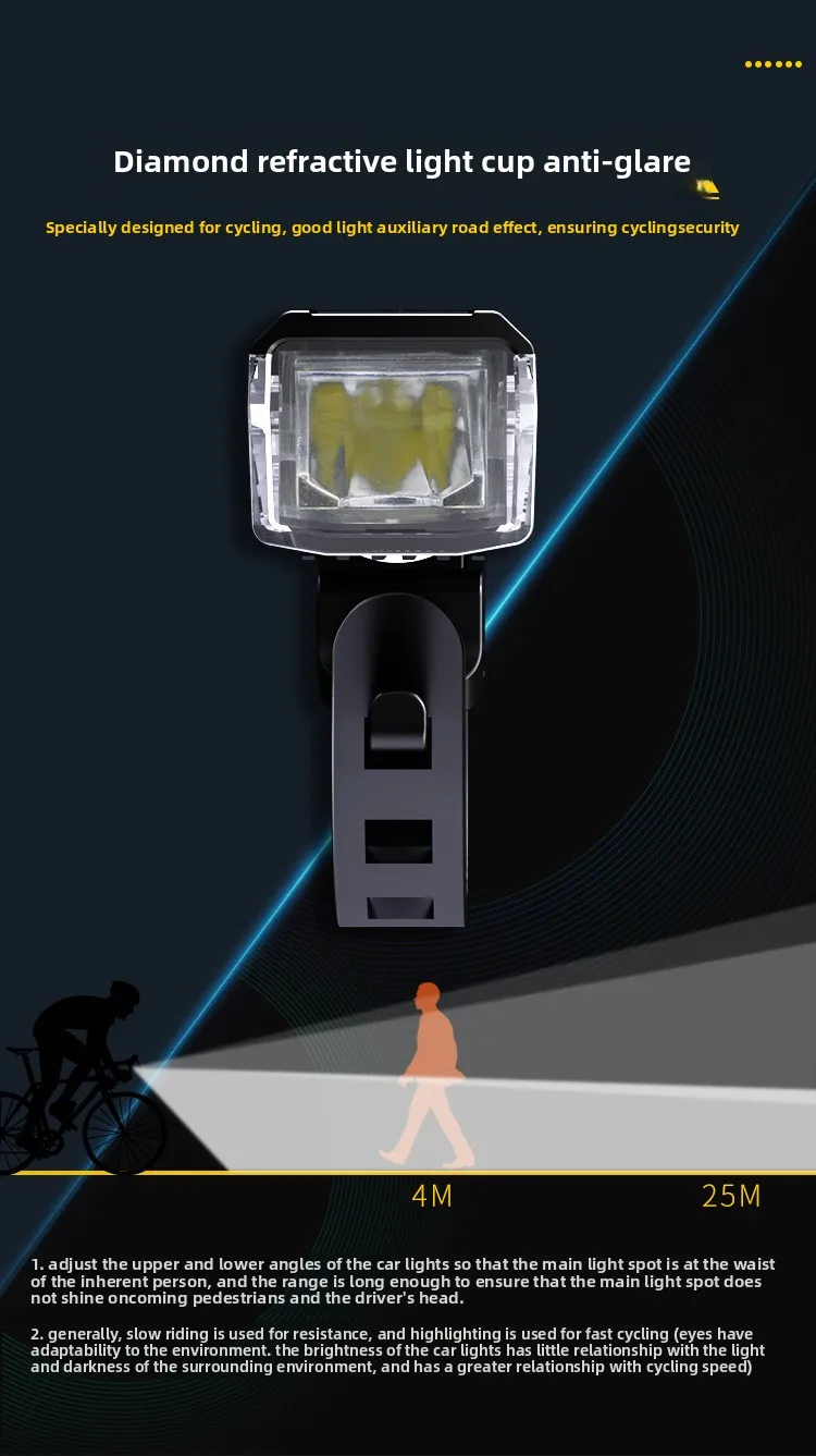 Bicycle Lights, Bike Lights, Cycling Lights, TYPE-C Charging Digital Display, High Brightness, Road Bike Sensing, Night Riding