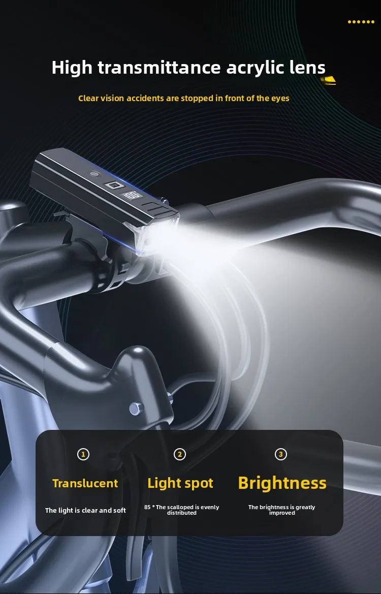 Bicycle Lights, Bike Lights, Cycling Lights, TYPE-C Charging Digital Display, High Brightness, Road Bike Sensing, Night Riding