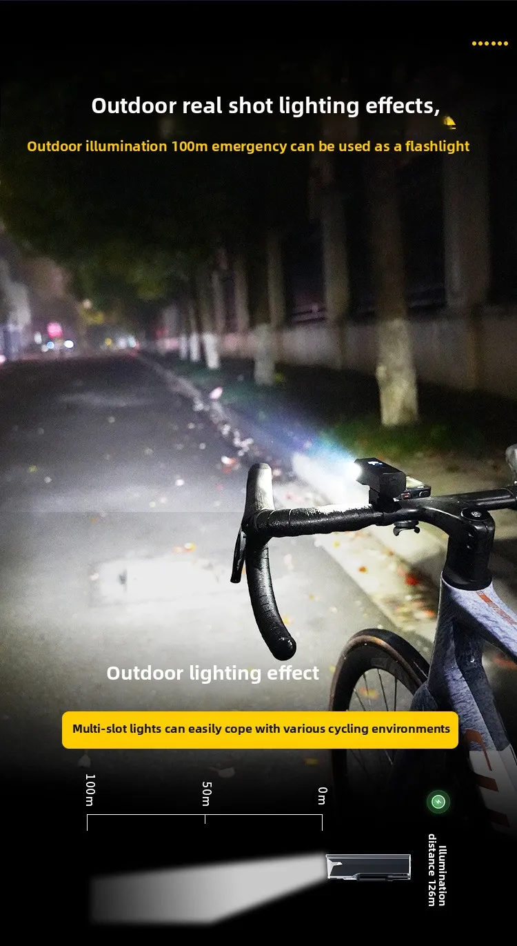 Bicycle Lights, Bike Lights, Cycling Lights, TYPE-C Charging Digital Display, High Brightness, Road Bike Sensing, Night Riding