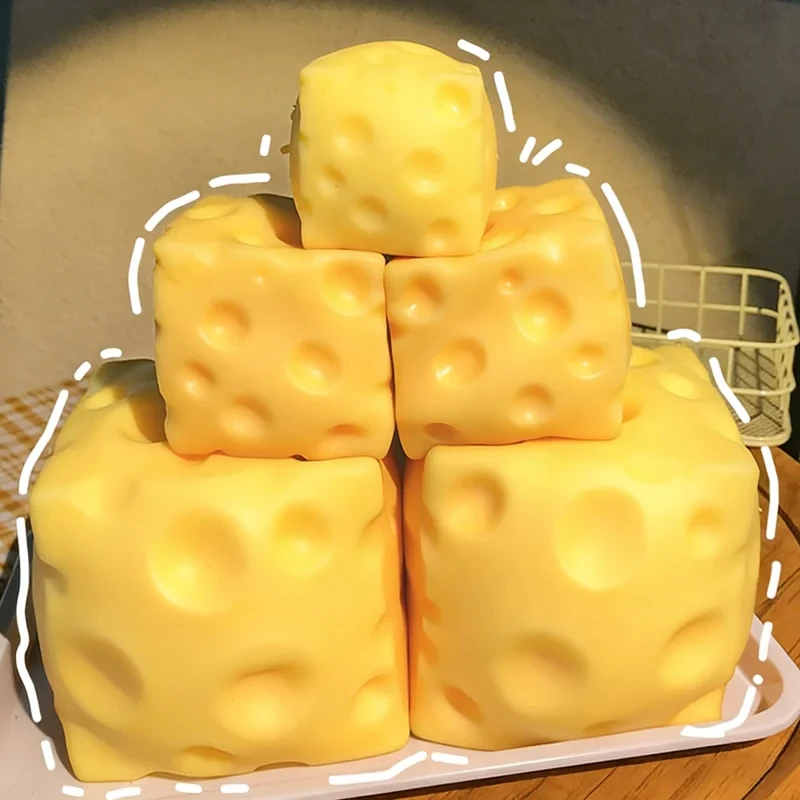 Simulate Cheese Squeeze Toy Slow Rebound Pinching Office Decompression Slow Rebound Cheese Pinching Ornament Relax Decompress