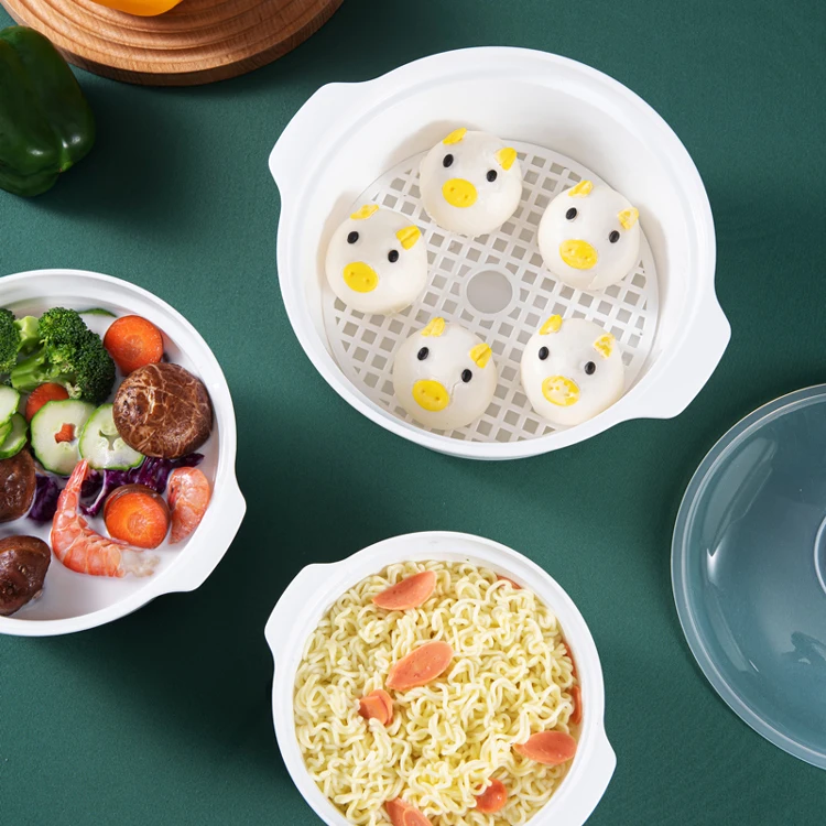 Microwave Oven Special Box Heated Soup Pot Rice Steamed Hot Steamed Buns with Lid Eco-friendly Food Grade Kitchen Tool