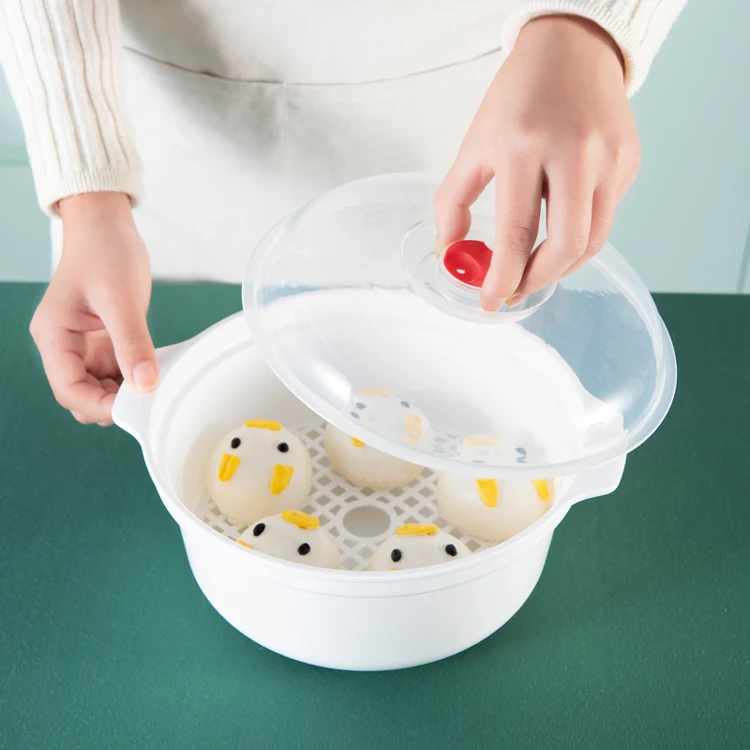 Microwave Oven Special Box Heated Soup Pot Rice Steamed Hot Steamed Buns with Lid Eco-friendly Food Grade Kitchen Tool