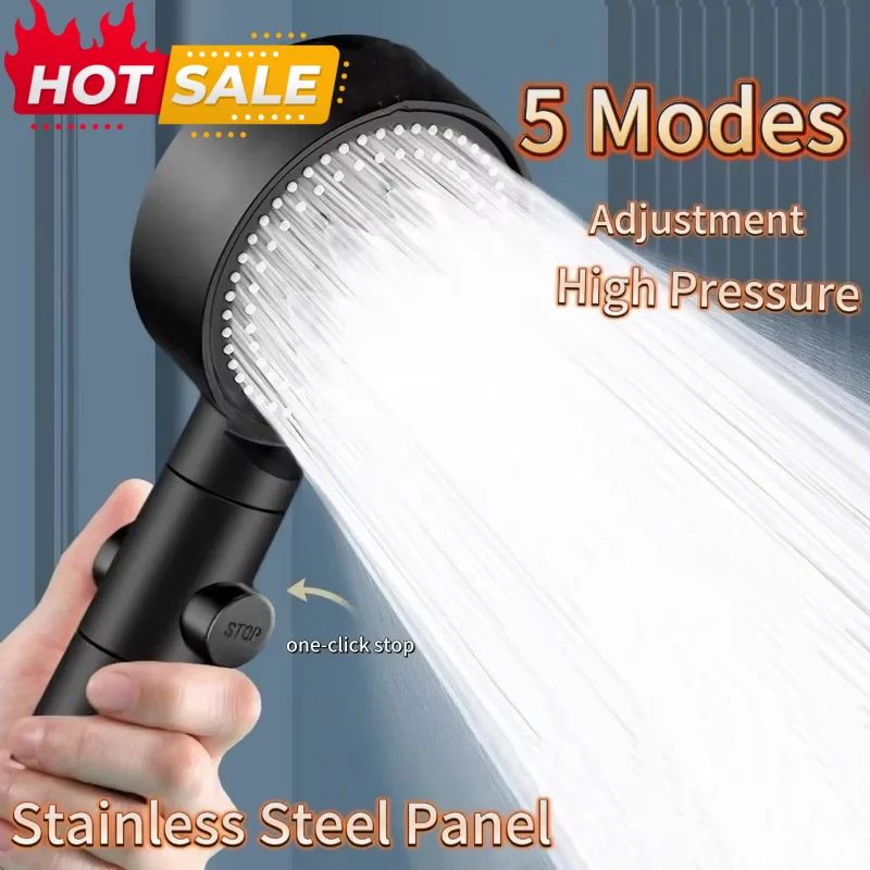 Shower Head 5 Modes Water Saving Adjustable High Pressure Showerhead Handheld Spray Hangable Bathroom Accessories 2026