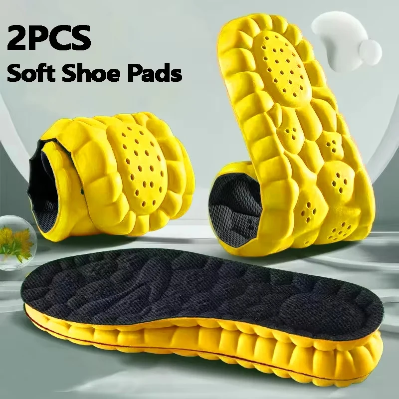 4D Cloud Technology Sports Insoles For Shoes PU Sole Soft Breathable Shock Absorption Cushion Running Orthopedic Care Insoles