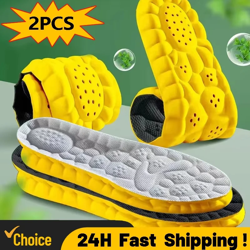 4D Cloud Technology Sports Insoles For Shoes PU Sole Soft Breathable Shock Absorption Cushion Running Orthopedic Care Insoles