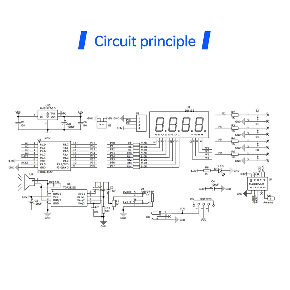 DIY FM Radio Electronic Kit 87-108MHz Adjustable Frequency Digital Display Soldering Project Practice Solder RDA5807S