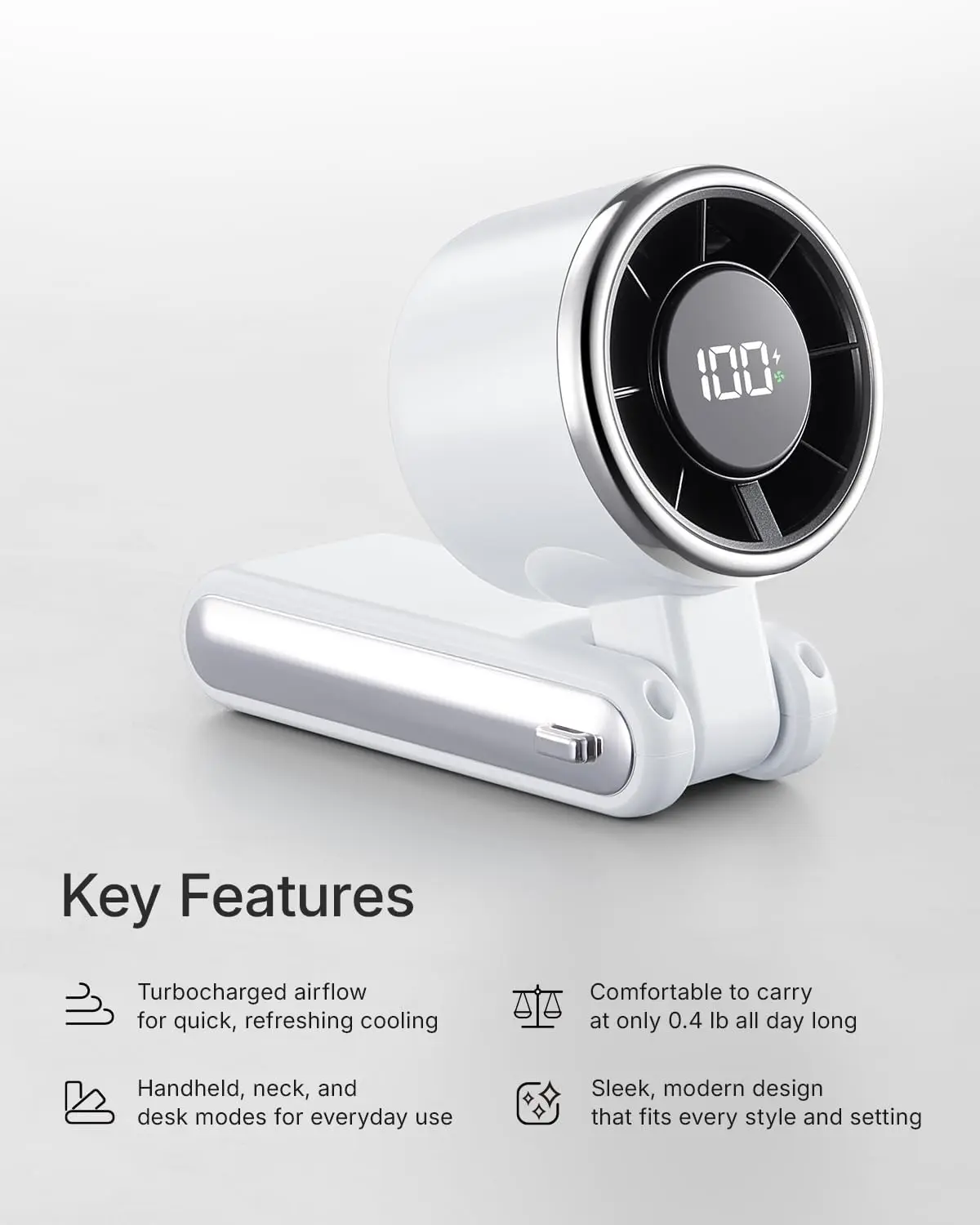 Mini High-speed Handheld Fan Usb Charging Digital Display Portable Desktop Folding Hanging Camping Violent Turbo Fan