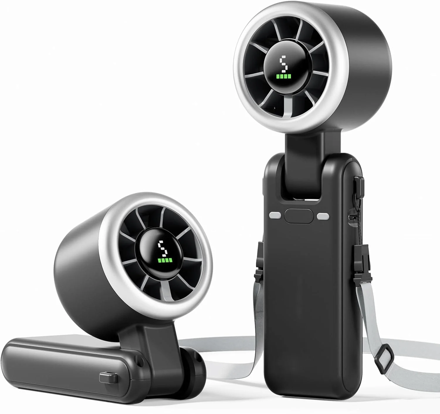 Mini High-speed Handheld Fan Usb Charging Digital Display Portable Desktop Folding Hanging Camping Violent Turbo Fan