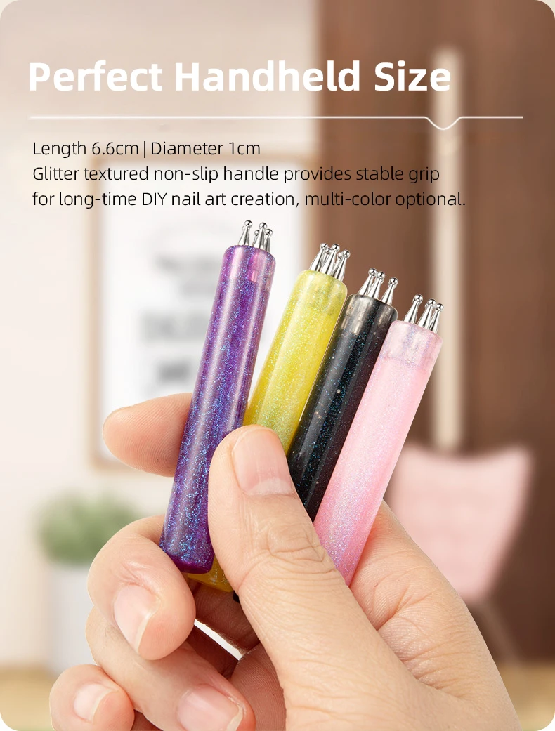 DIY Nail Art 5-Petal Dotting Tool Flower Creator 1.8mm Fine Tip Rhinestone Pickers Glitter Handle Manicure Nail Tools Brushes