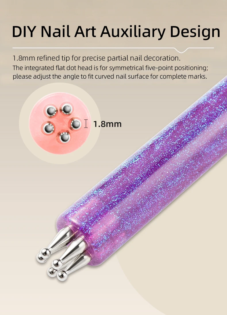 DIY Nail Art 5-Petal Dotting Tool Flower Creator 1.8mm Fine Tip Rhinestone Pickers Glitter Handle Manicure Nail Tools Brushes