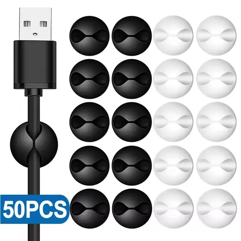 Cable Clips Phone Cord Holder USB Data Line Silicone Organizer Self-Adhesive Wire Management Cable Winder Earphone Charger Cord