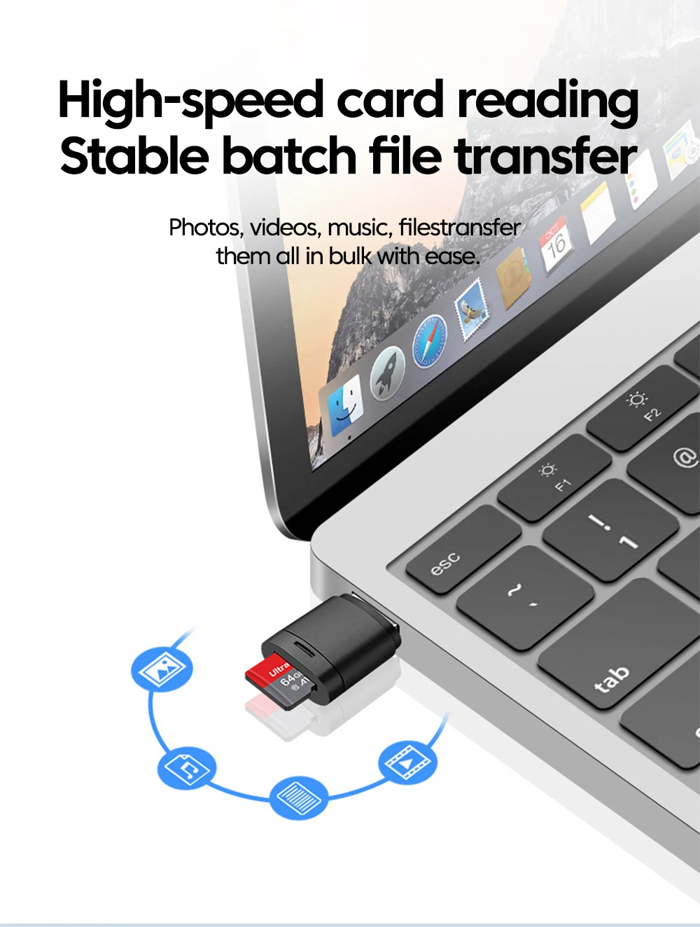 USB2.0 Mini Micro SD Card High Speed Memory Card Reader With TF Card Slot Max Compatible 2TB Portable Memory Card Reader Adapter