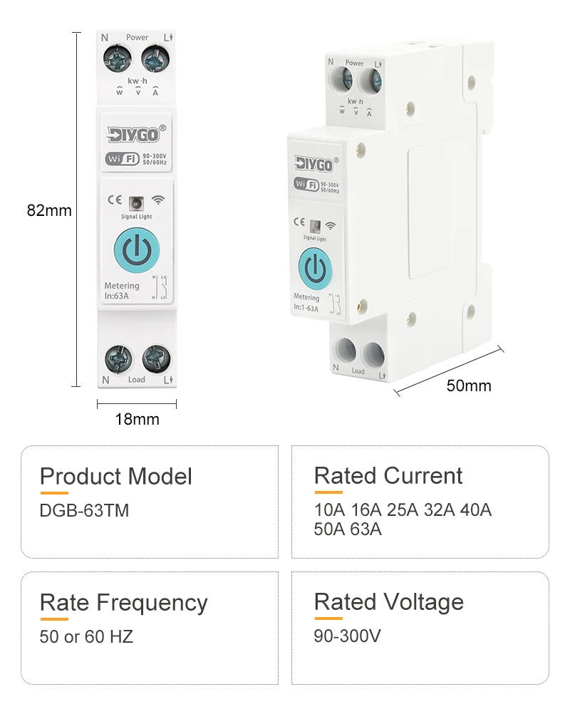 Tuya WIFI Smart Circuit Breaker 1P+N Over-Voltage/Current/Power Protector Under Voltage Protection Voice Remote Control Switch