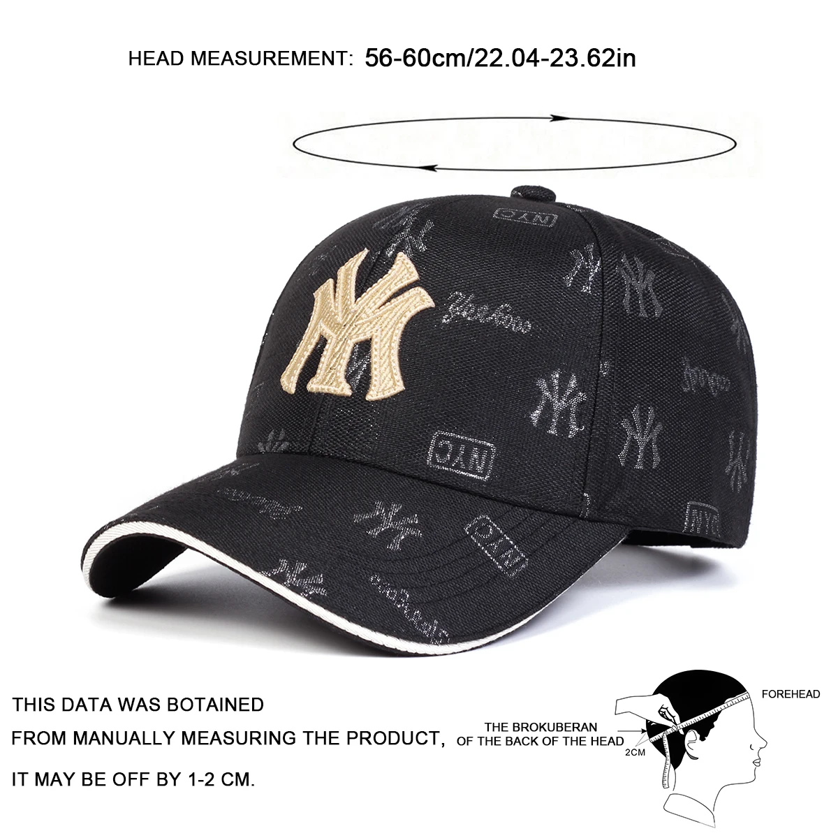 Unisex MY Letter Embroidery Baseball Caps Spring and Autumn Outdoor Adjustable Casual Hats Sunscreen Hat Sports Cap