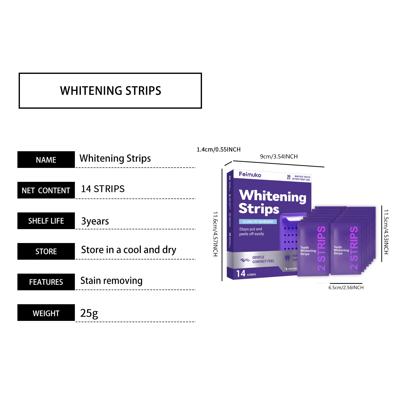 Purple Teeth Whitening Strips Oral Hygiene Fresh Breath Brighten Tooth Bleaching Long Lasting Oral Care Tooth Whitener Patches