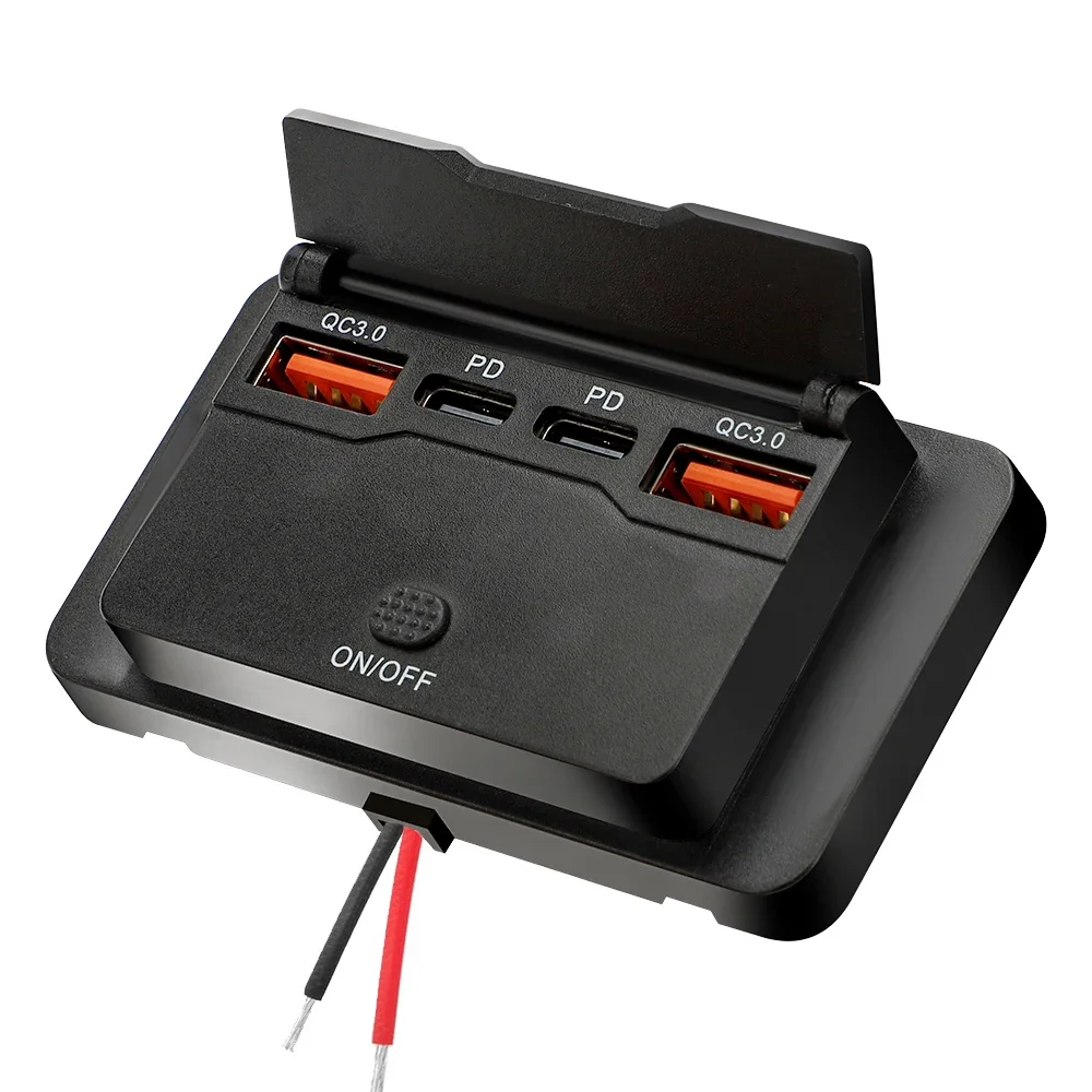 Car Charger Socket Adapter with Switch 2/4 Ports 12V 24V PD QC3.0 Charging Splitter Outlet for Bus RV ATV Truck Boat