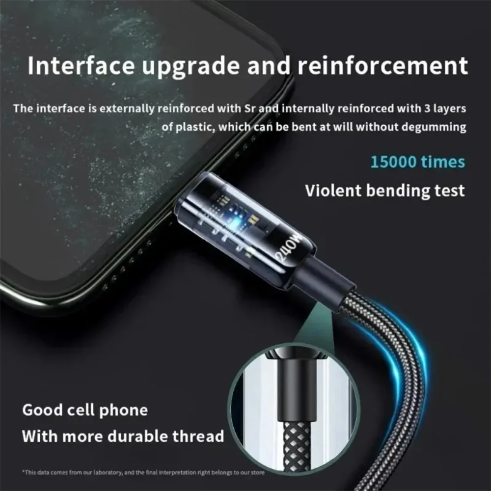 0.25/1/1.5/2M USB C Fast Charging Data Cable With LED Digital Display USB To Type C Quick Charge Data Cords For iPhone Xiaomi 17
