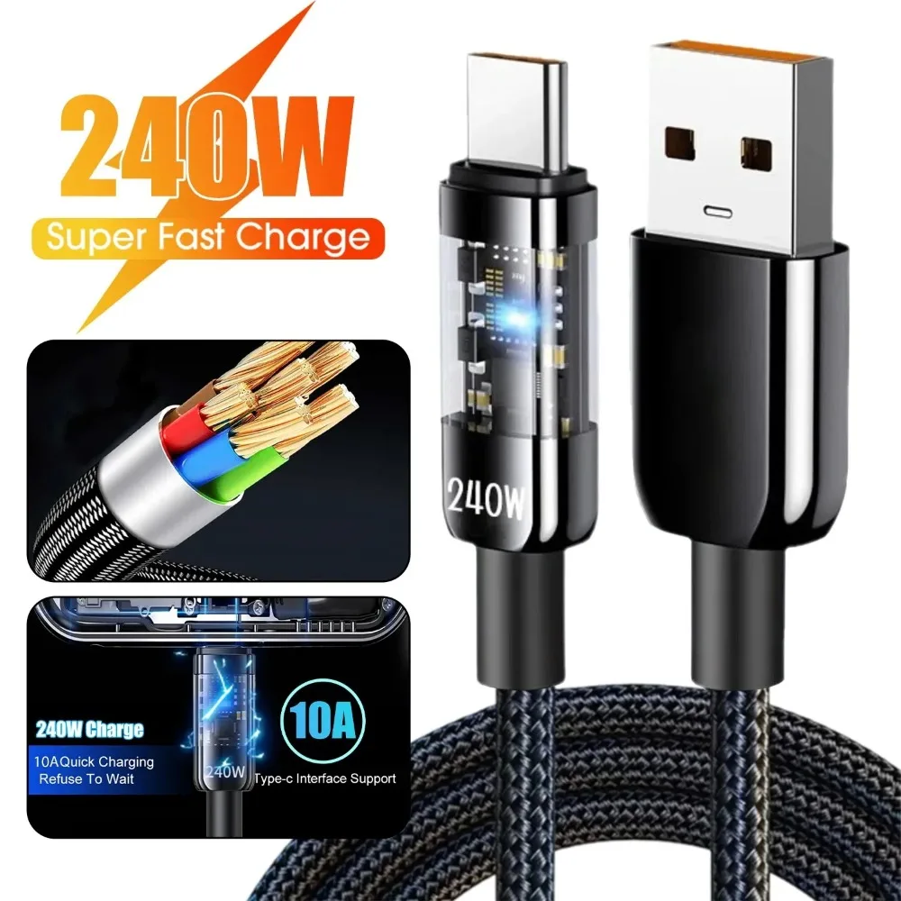 0.25/1/1.5/2M USB C Fast Charging Data Cable With LED Digital Display USB To Type C Quick Charge Data Cords For iPhone Xiaomi 17
