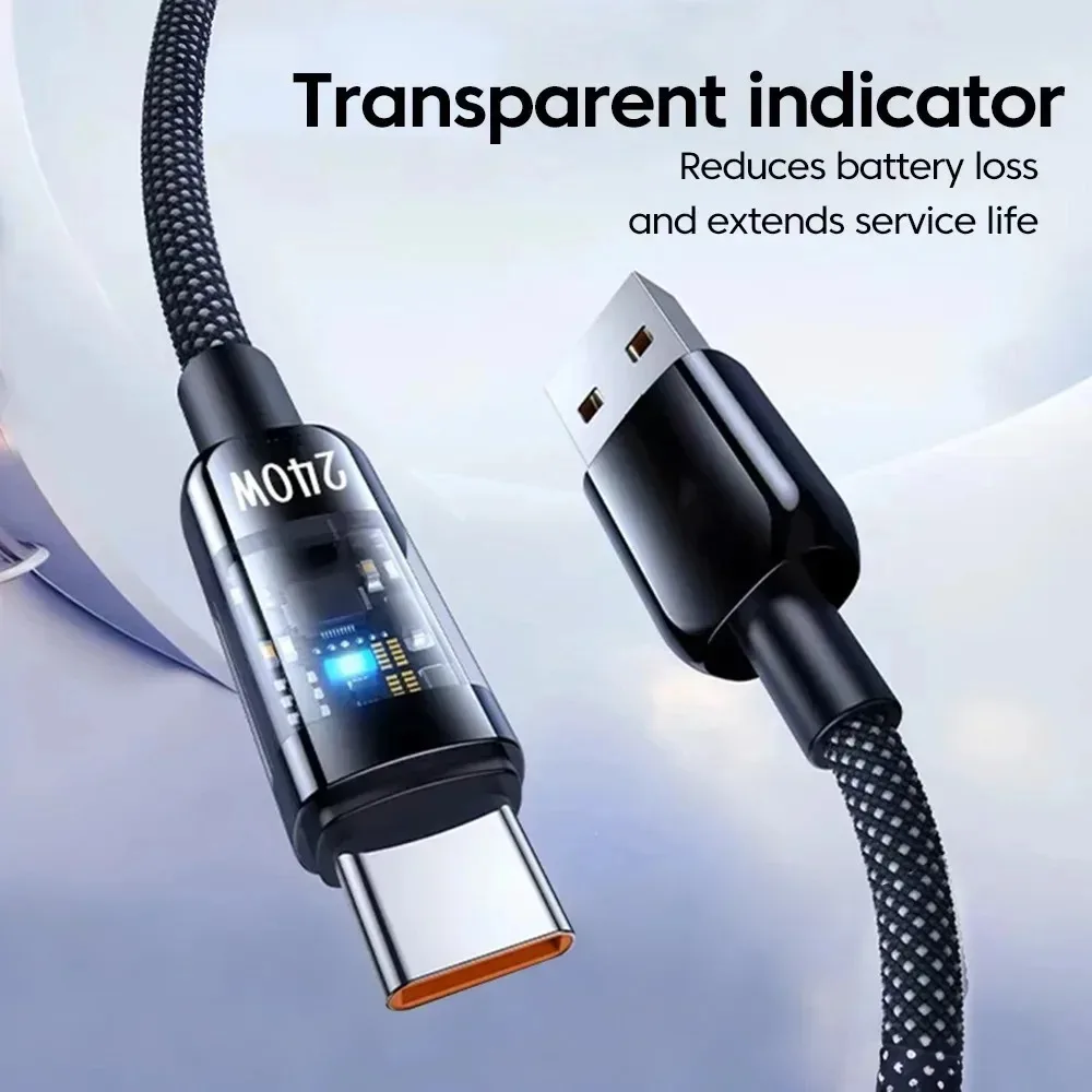 0.25/1/1.5/2M USB C Fast Charging Data Cable With LED Digital Display USB To Type C Quick Charge Data Cords For iPhone Xiaomi 17