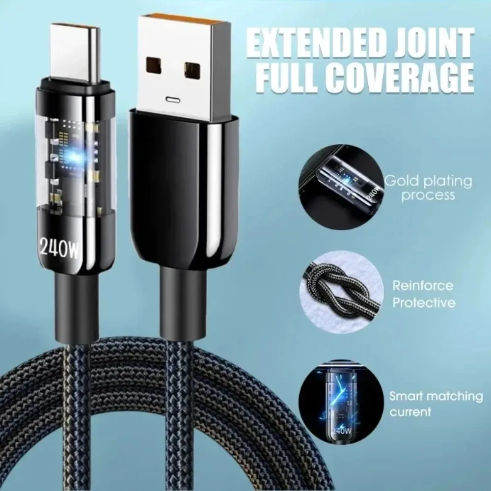 0.25/1/1.5/2M USB C Fast Charging Data Cable With LED Digital Display USB To Type C Quick Charge Data Cords For iPhone Xiaomi 17