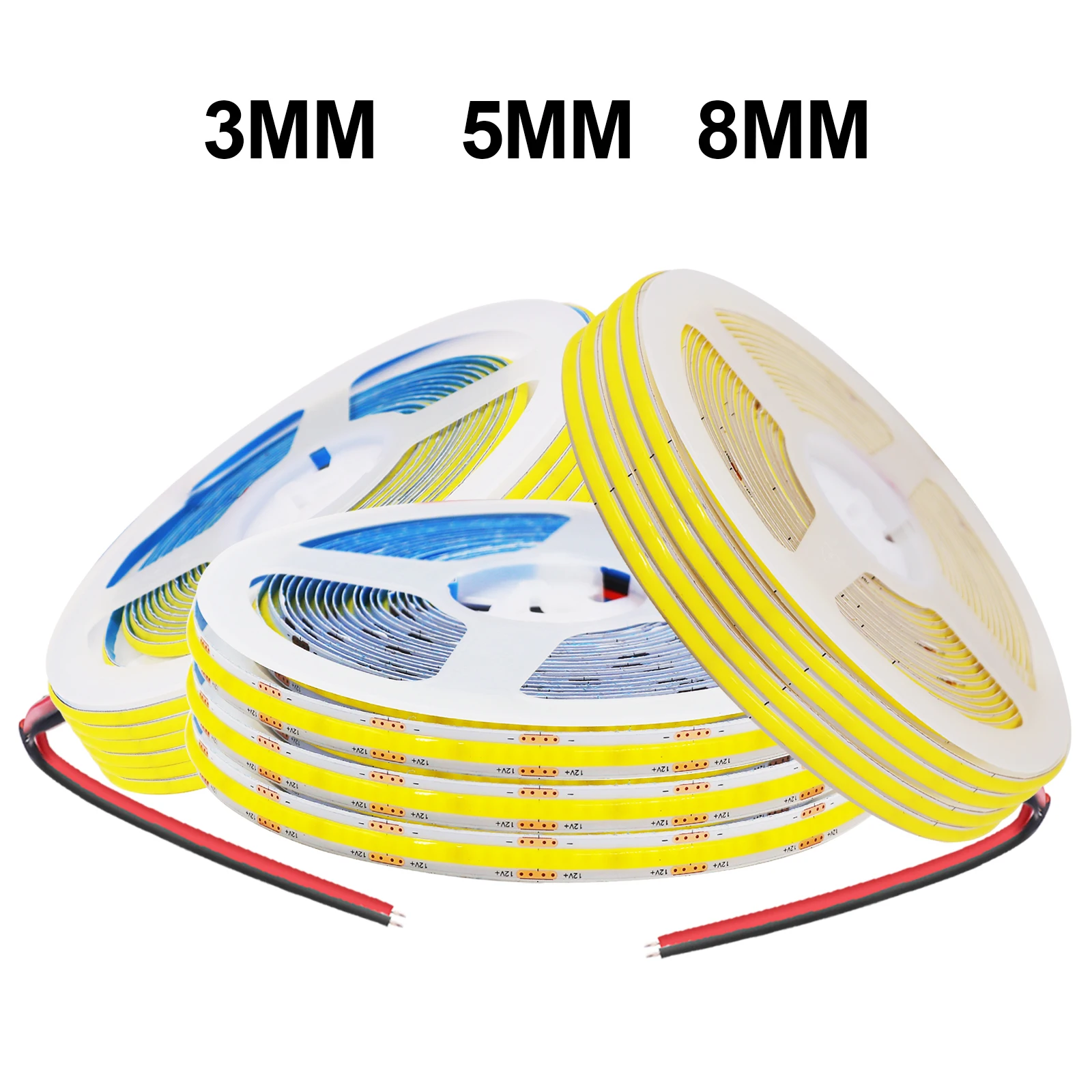 DC 12V COB LED Strip Light for Home Decor 3MM 5MM 8MM 0.5-5M 9 Color White/Red/Blue/Pink/Green Flexible Ribbon TV Backlight Rope