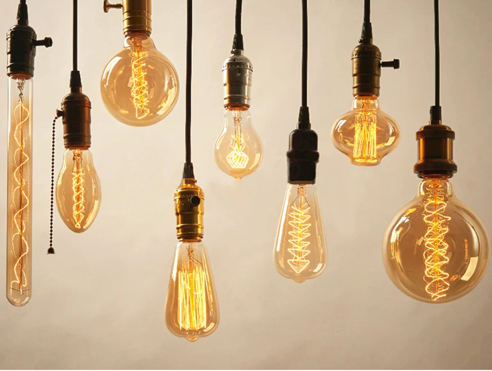 Retro Edison Light Bulb E27 40W 220V A60 ST64 G80 G95 T45 Incandescent Bulb Ampoule Vintage Edison Lamp Filament For Home Decor