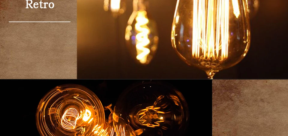 Retro Edison Light Bulb E27 40W 220V A60 ST64 G80 G95 T45 Incandescent Bulb Ampoule Vintage Edison Lamp Filament For Home Decor