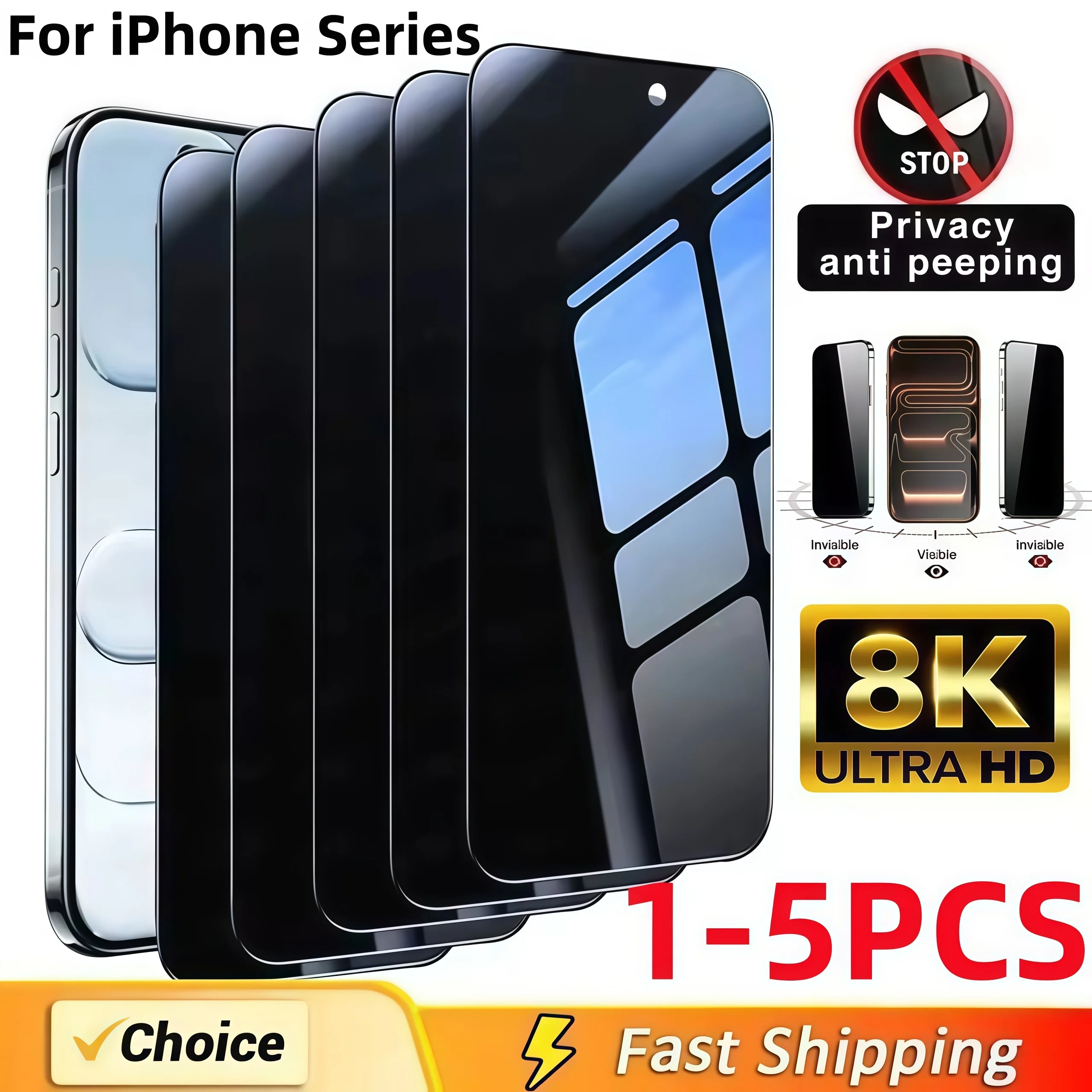1-5pcs Anti-Spy Privacy Tempered Glass Screen Protector For iPhone 11 12 13 14 15 16 17 Pro Max 14 15 16 Plus 16e Air Glass Film