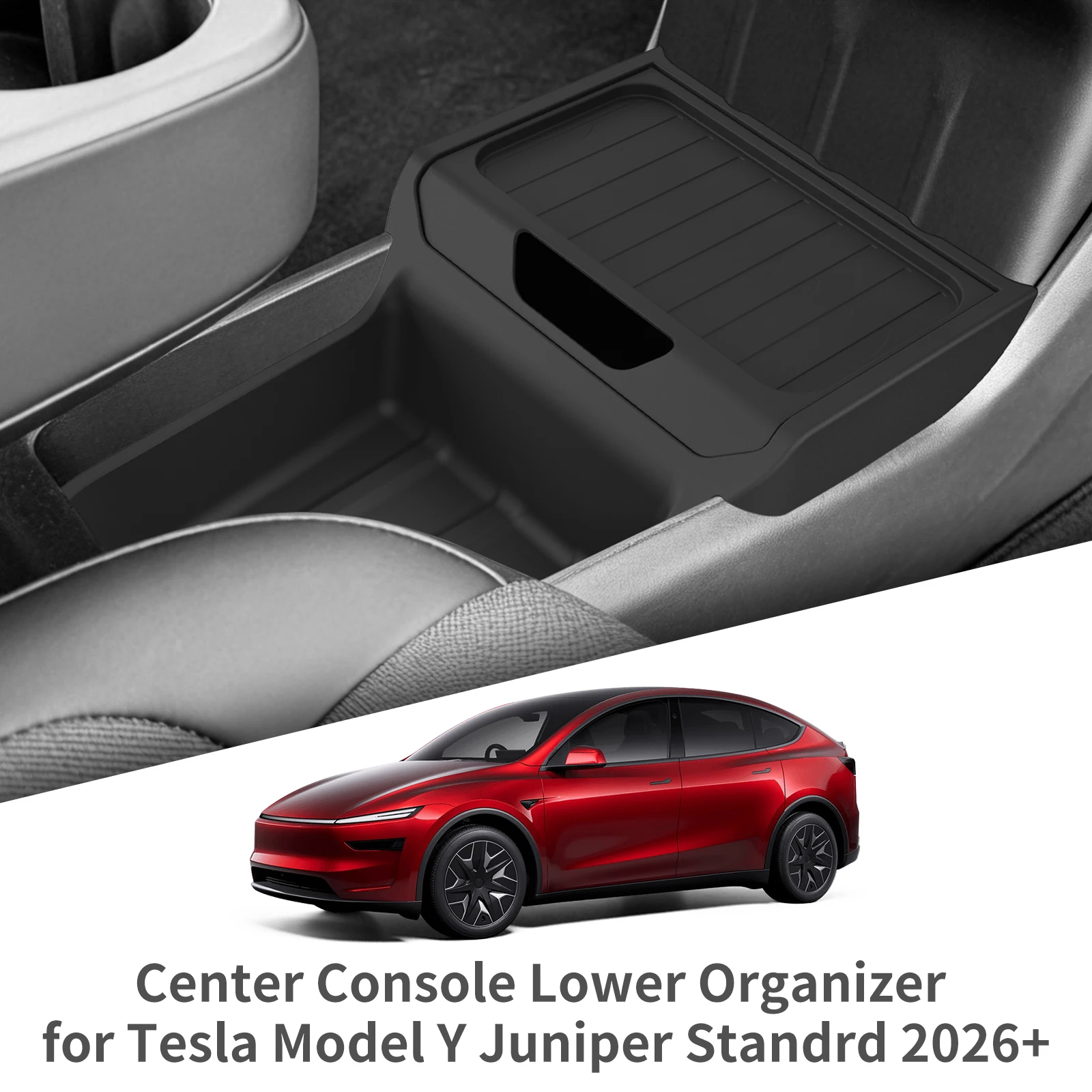 Smabee for Tesla Model Y Juniper RWD Standard 2026 2025 Center Lower Storage Box TPE Central Tray Organizer Accessories Tidying