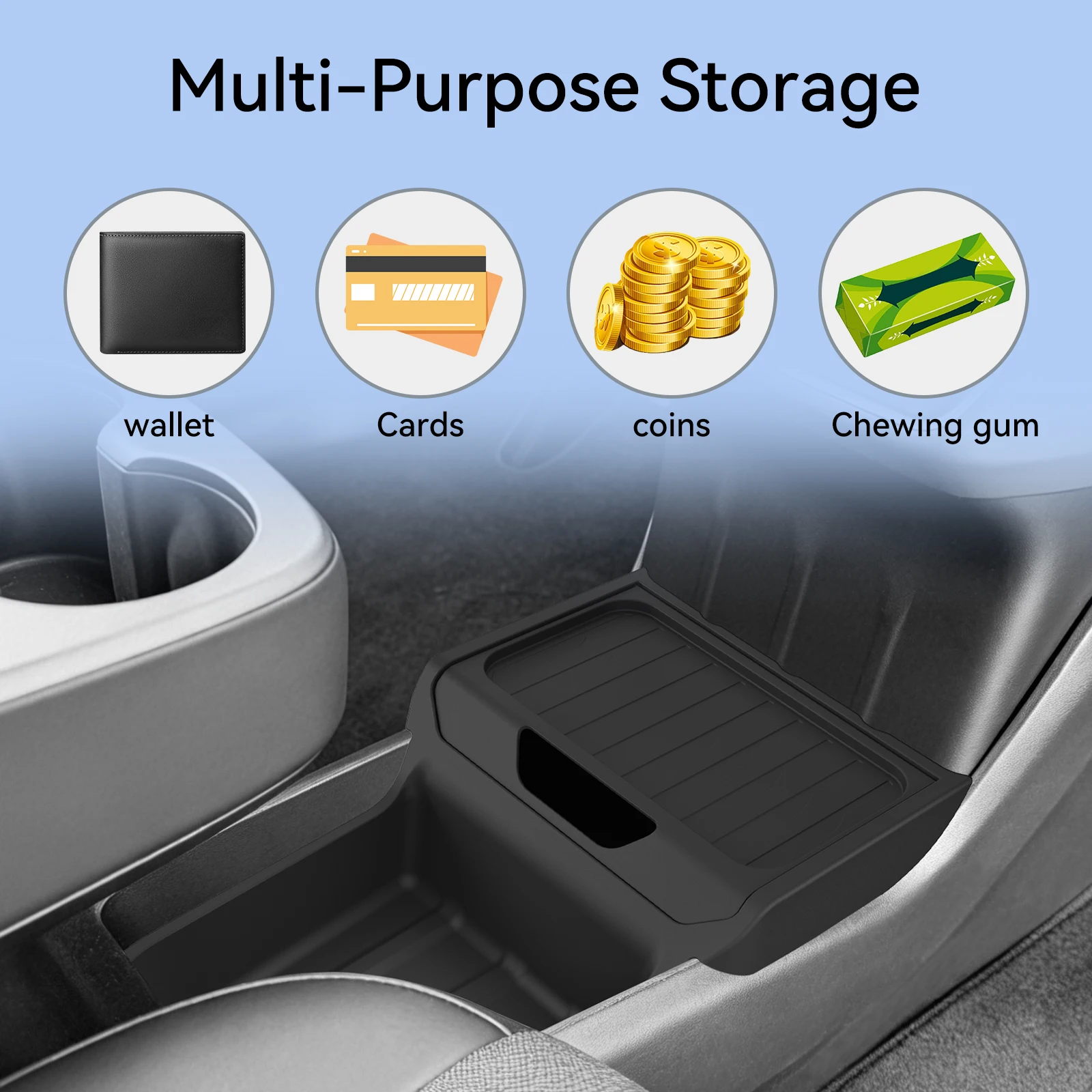 Smabee for Tesla Model Y Juniper RWD Standard 2026 2025 Center Lower Storage Box TPE Central Tray Organizer Accessories Tidying