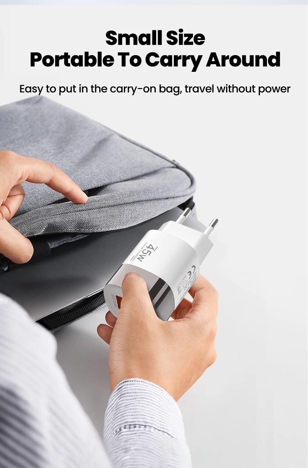 Elough 45W USB Type C Phone Charger Super Fast Charge 2 Port Wall Charger USB PD Adapter For iPhone Realme Huawei USB C cargador