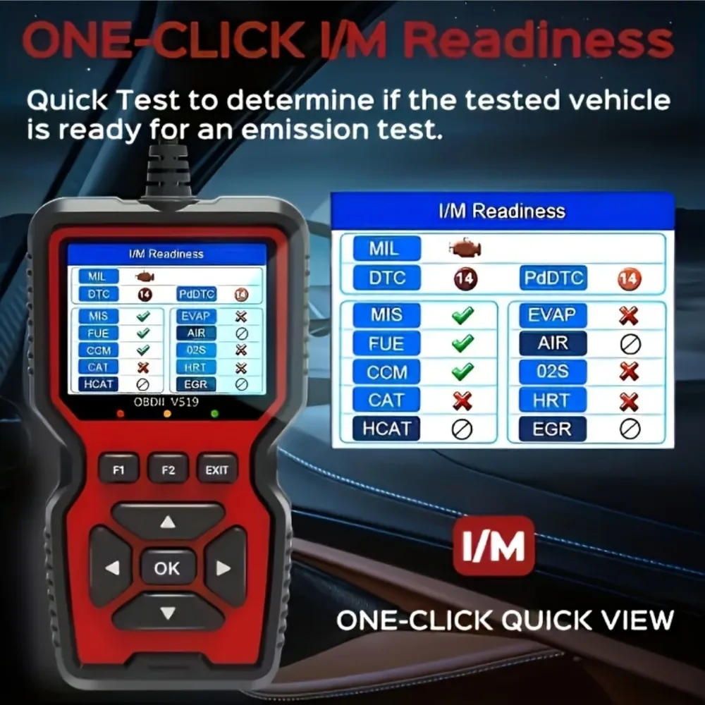 Check Engine System ​V519 Battery Tester Car OBD2 Code Reader OBD II EOBD Scanner Fault Code Clear Car Diagnostic Tools