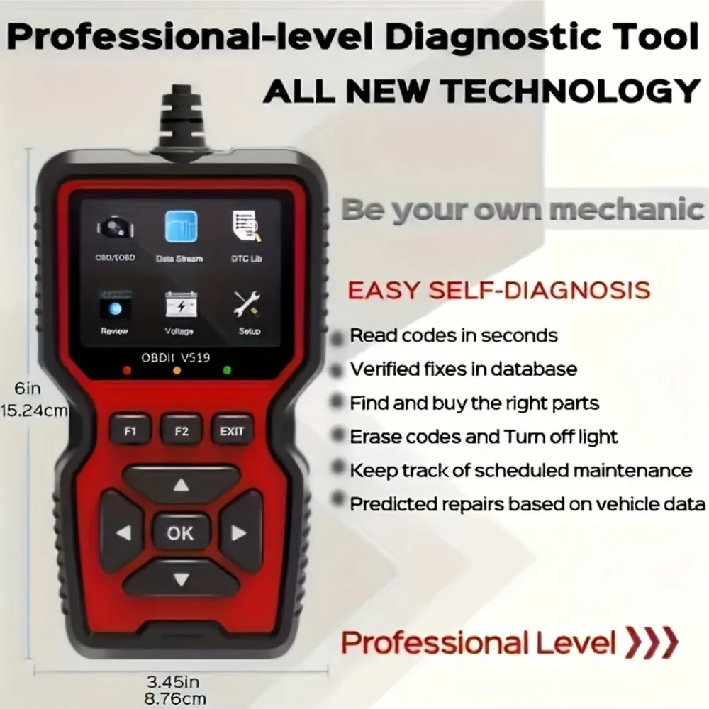 Check Engine System ​V519 Battery Tester Car OBD2 Code Reader OBD II EOBD Scanner Fault Code Clear Car Diagnostic Tools