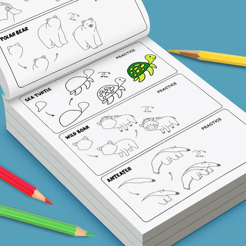 Kids Step-by-Step Drawing Book - Learn How to Draw Everything Easy Tutorial for Children, Creative Gift