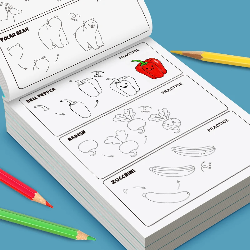 Kids Step-by-Step Drawing Book - Learn How to Draw Everything Easy Tutorial for Children, Creative Gift