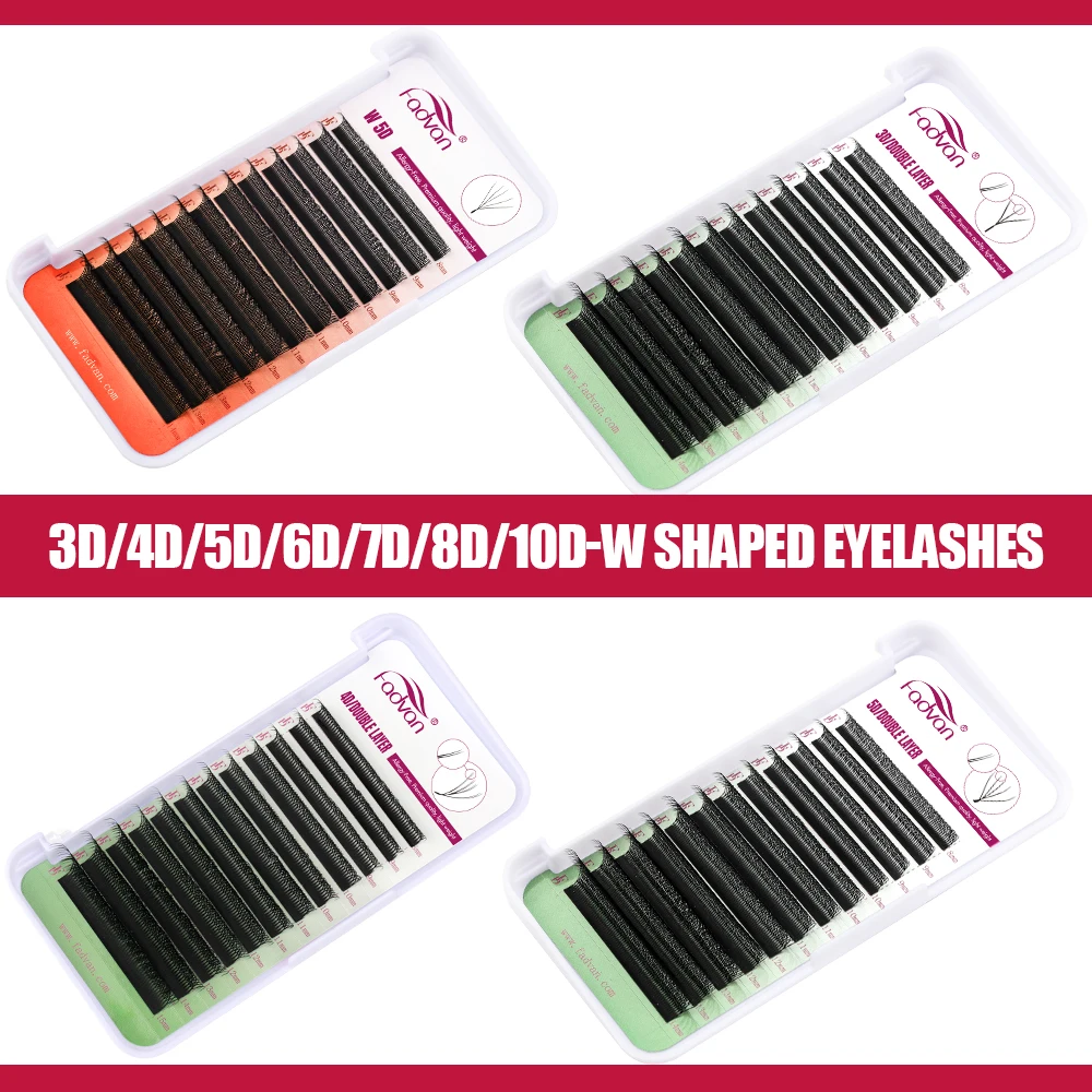 FADVAN YY/3D/4D/5D/6D W Shape Lashes M/C/D Curl Premade Volume Fans Faux Mink Eyelashes Brazilian Volume Natural Soft YY Lashes