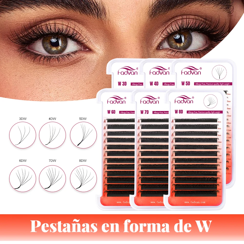 FADVAN YY/3D/4D/5D/6D W Shape Lashes M/C/D Curl Premade Volume Fans Faux Mink Eyelashes Brazilian Volume Natural Soft YY Lashes