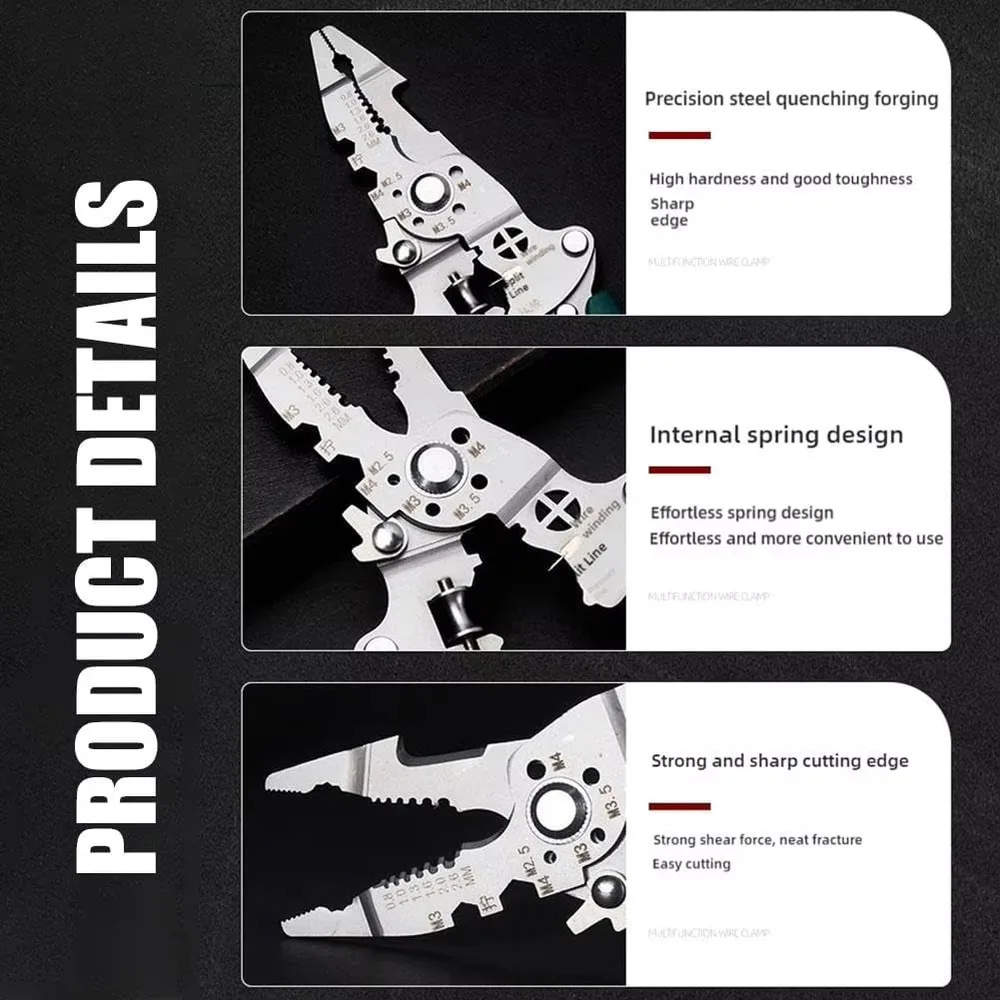 Foldable 18-in-1 Wire Stripping Pliers Crimping Tool - Multifunctional Electrician Pliers, Professional-Grade Electrician Tools