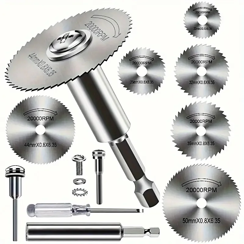 High-Speed Steel Saw Blades 10PCS, 1/4" Hex Shank Universal Fit for Grinders, Metal/Wood/Plastic Cutting Discs, Durable Rotary T
