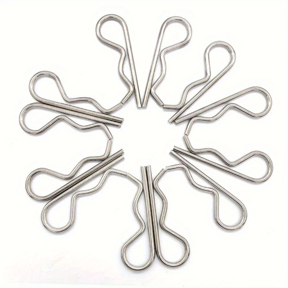 12PCS, 304 Stainless Steel Stool Nail R-Clip, Anti-Corrosion and Rust Proof, Industrial Fixed Trailer Locking System Accessories