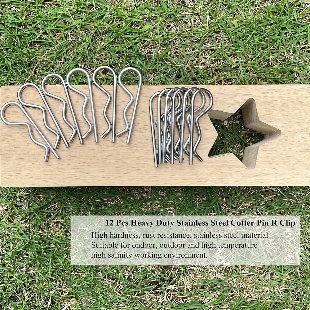 12PCS, 304 Stainless Steel Stool Nail R-Clip, Anti-Corrosion and Rust Proof, Industrial Fixed Trailer Locking System Accessories