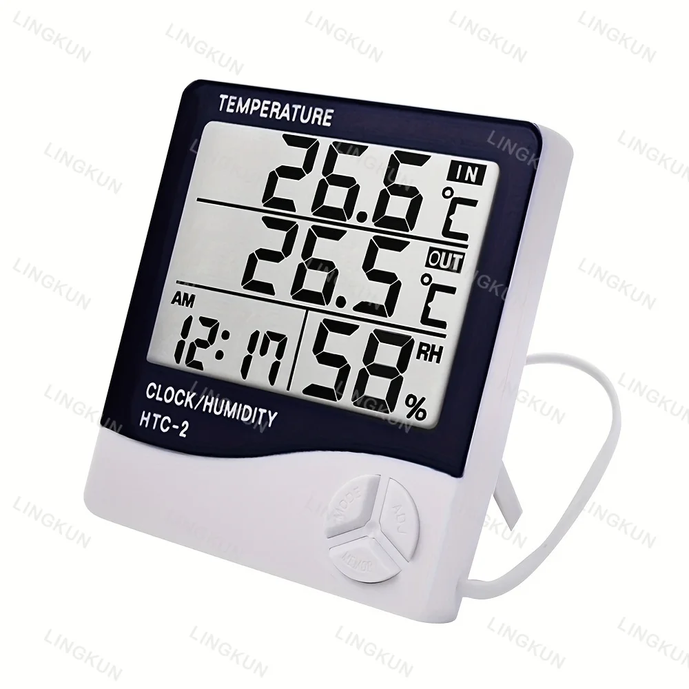 LED Thermometer Thermo-Hygrometer Multifunction Electronic Clock Temperature Humidity Meter Weather Station for Home With Alarm