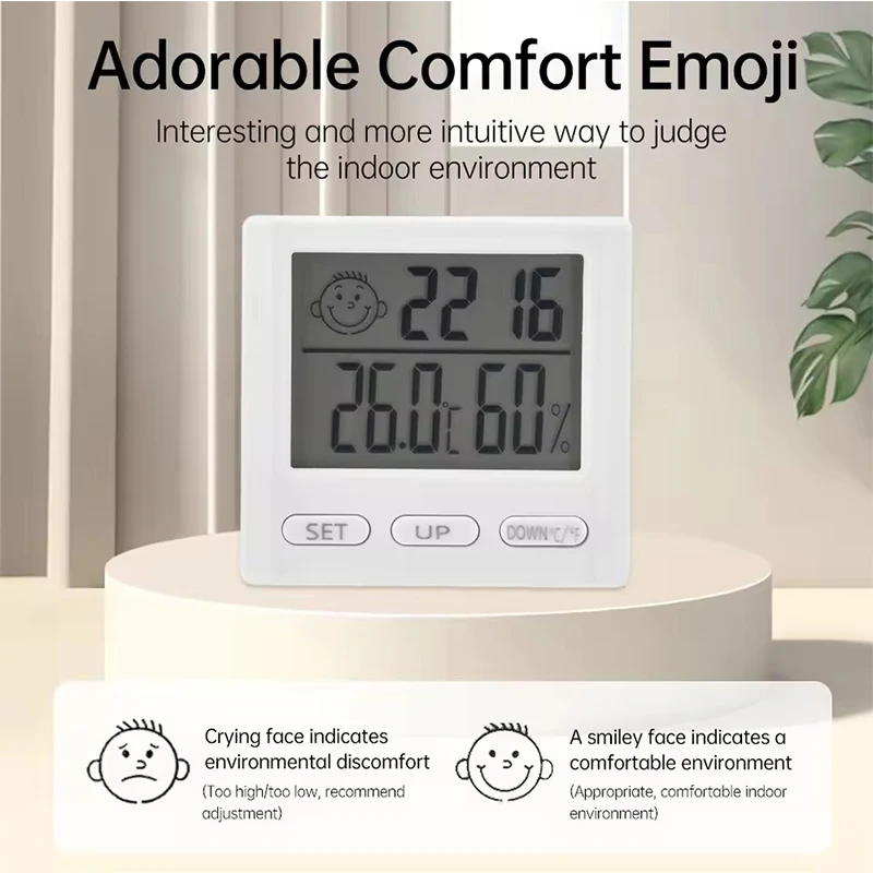LED Thermometer Thermo-Hygrometer Multifunction Electronic Clock Temperature Humidity Meter Weather Station for Home With Alarm