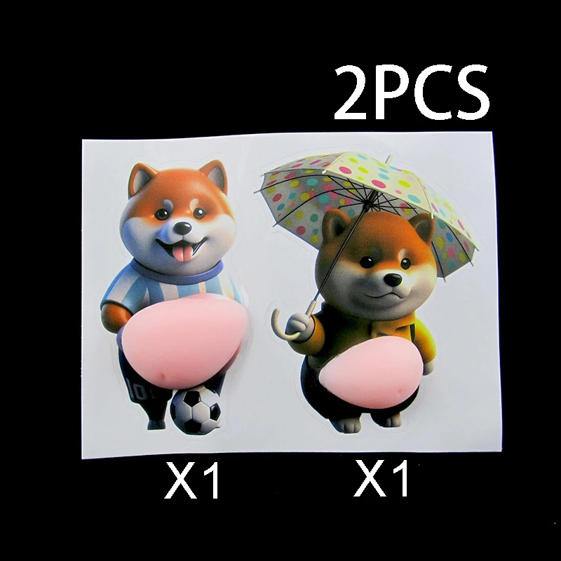 3D Shiba Inu Stickers – Cute Orange Apparel Shiba Inu Stickers, 3D Cute Chubby Shiba Inu (Design), Silicone Self-Adhesive